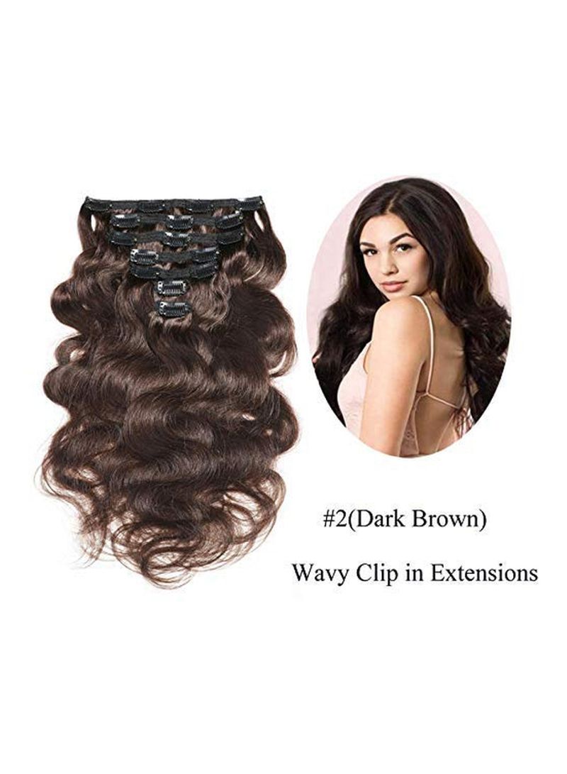 7-Piece Hair Extension 2 Dark Brown 14inch