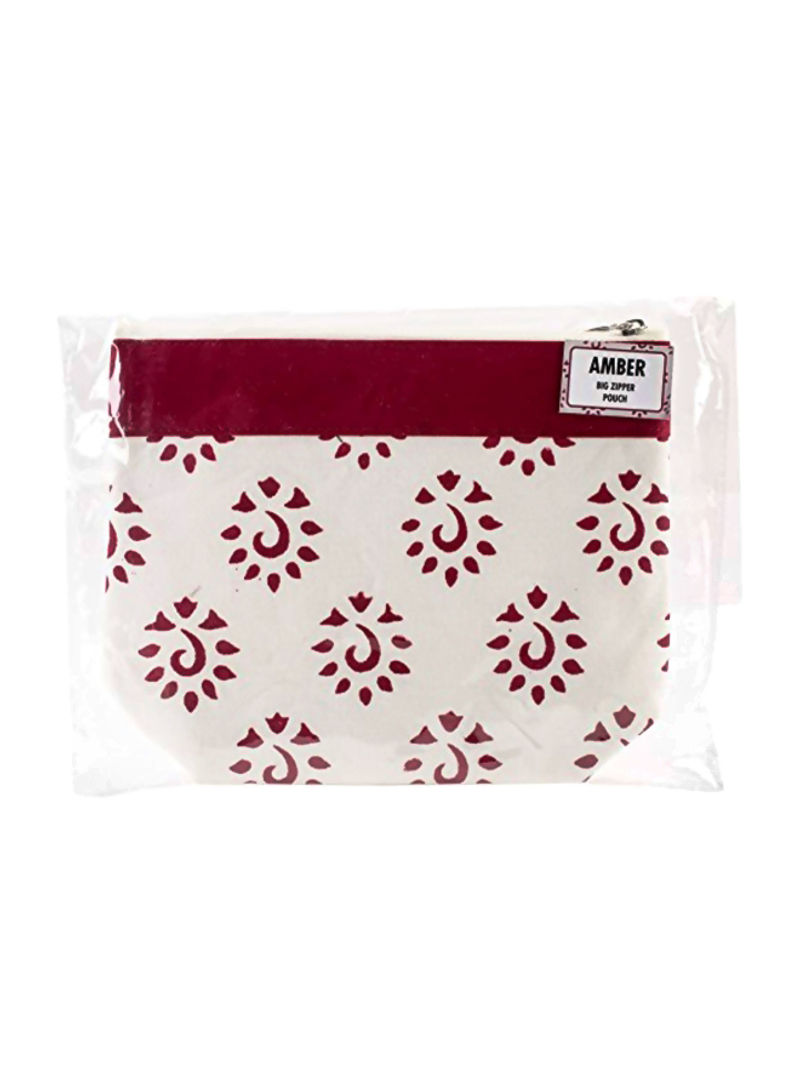 Amber Zipper Pouch White/Red