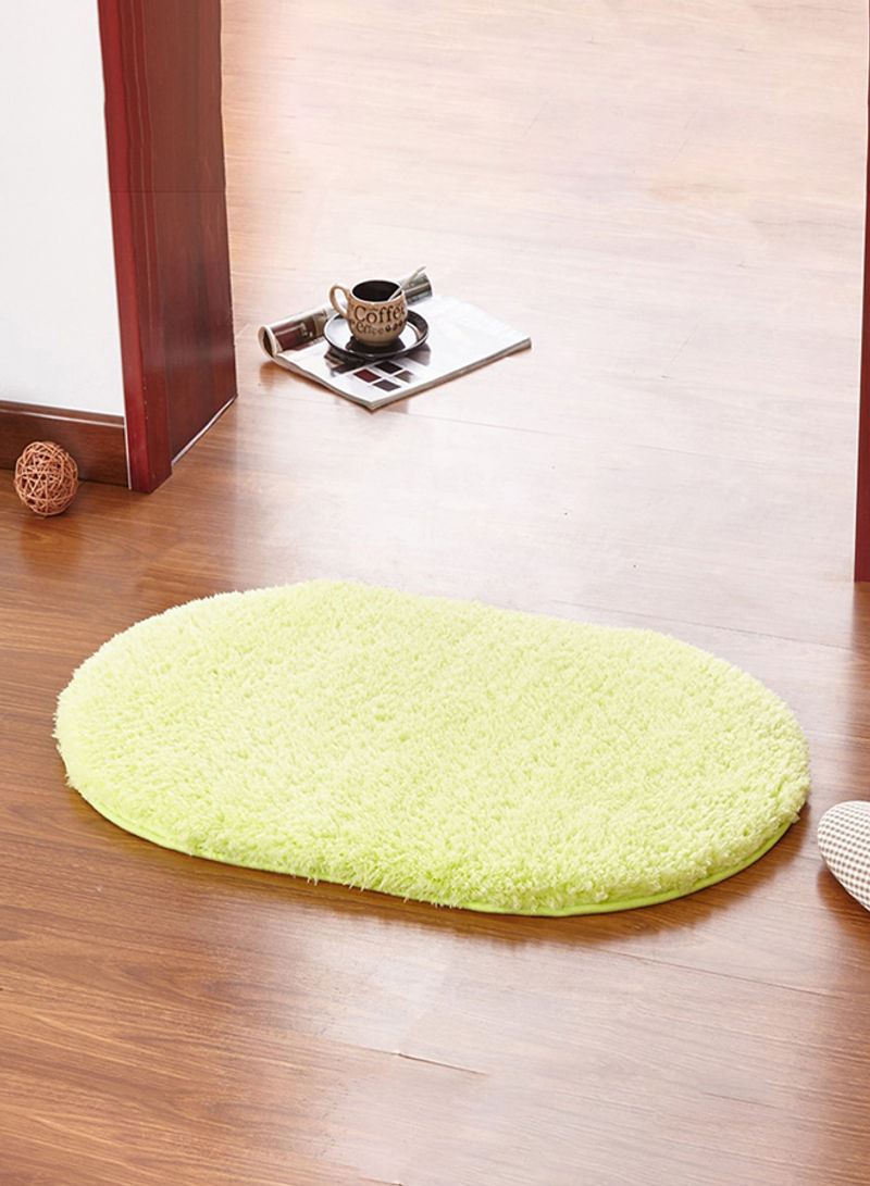 Oval Shaped Thick Comfy Floor Rug Green 50x160centimeter