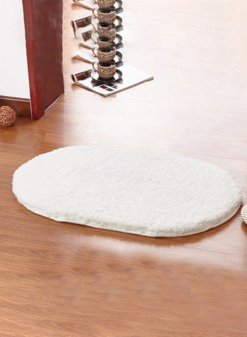 Oval Shaped Thick Comfy Floor Rug White 50x160centimeter