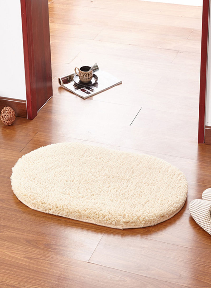 Oval Shaped Thick Comfy Floor Rug White 50x160centimeter