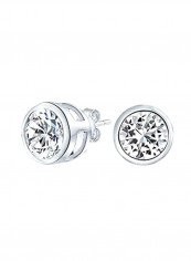 Sterling Silver Cubic Zirconia Studded Stud Earrings