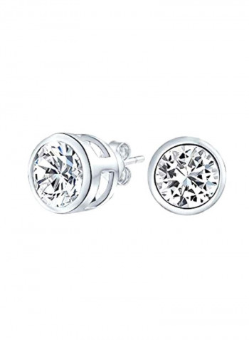 Sterling Silver Cubic Zirconia Studded Stud Earrings