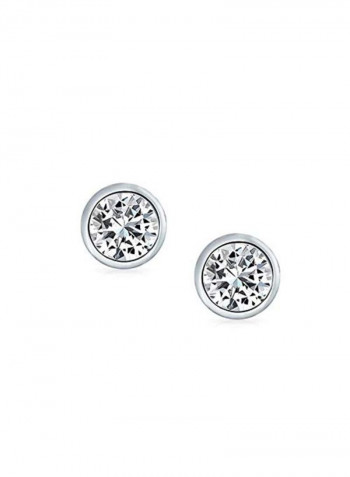 Sterling Silver Cubic Zirconia Studded Stud Earrings
