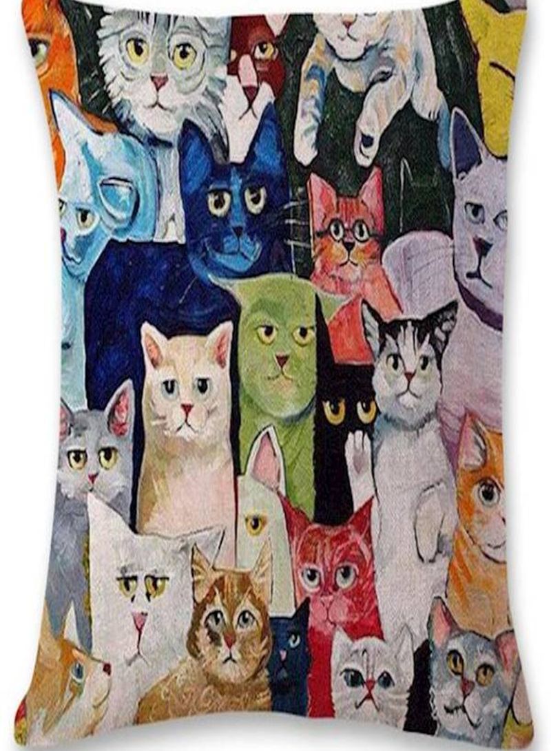 Colorful Cartoon Cat Printed Decorative Pillow Cushion Cover