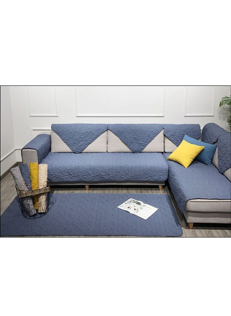 Floral Pattern Dust-Proof Sofa Slipcover Blue 90-180centimeter