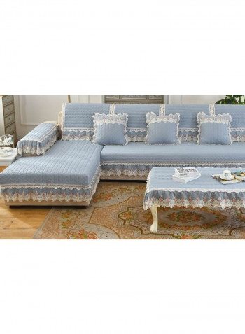 Floral Simple Style Quilted Sofa Slipcover Blue/White