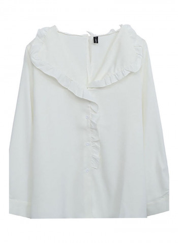 Solid Ruffle Detail Blouse White