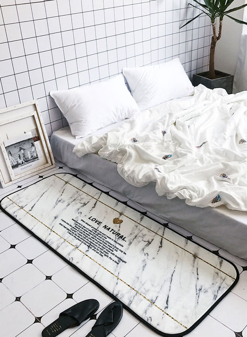 Nordic Style Floor Mat White/Black 50 x 150centimeter