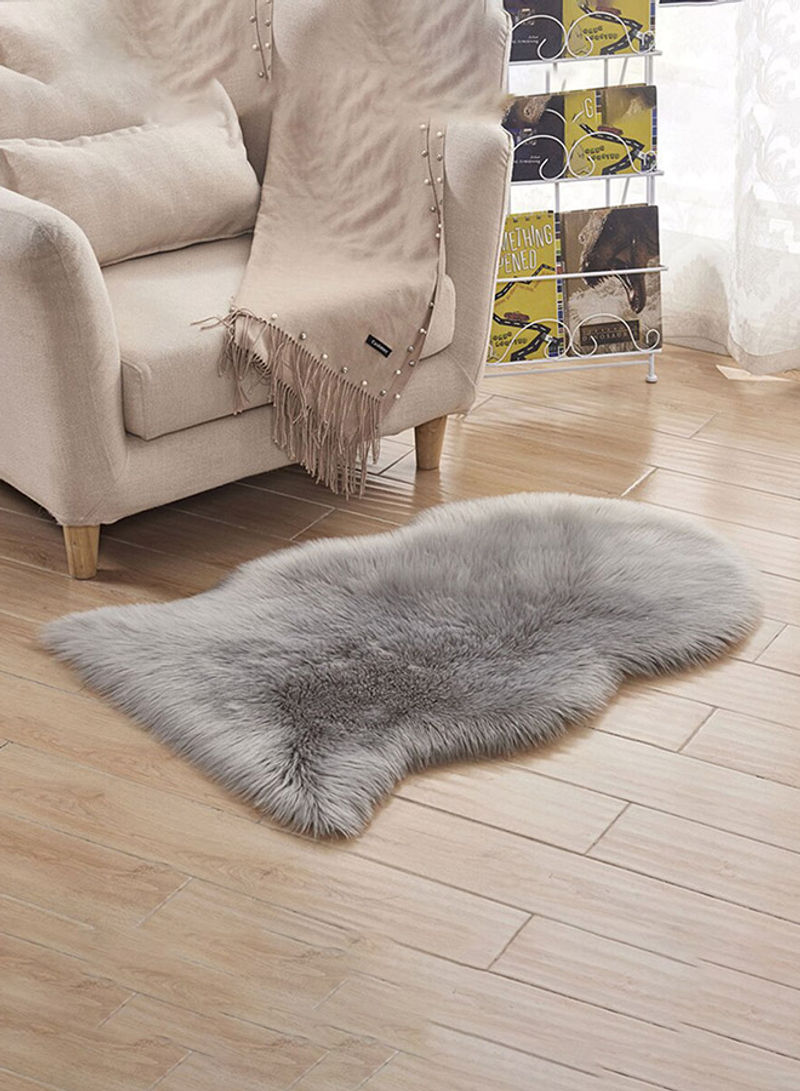 Soft Fluffy Pattern Floor Mat Grey 60 x 90centimeter