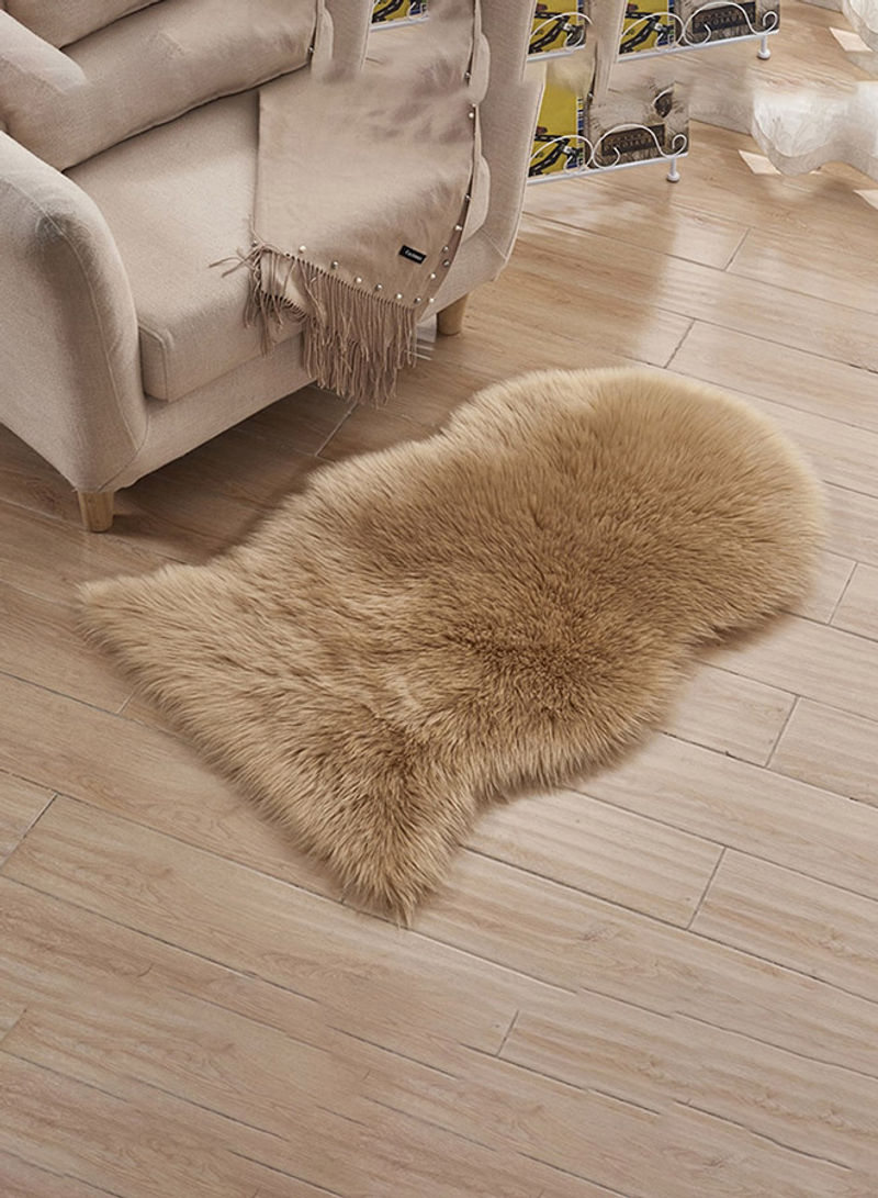 Soft Fluffy Pattern Floor Mat Light Brown 60 x 90centimeter