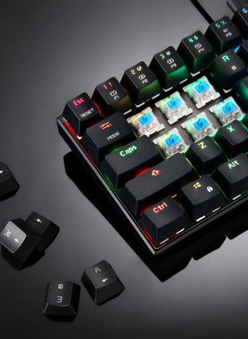 لوحة مفاتيح ميكانيكية CK62 بوضع مزدوج وإضاءة متعددة الألوان RGB مكونة من 61 مفتاحاً بمفاتيح OUTEMU  زرقاء باللغة الإنجليزية أسود