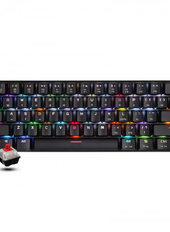 لوحة مفاتيح ميكانيكية CK62 بوضع مزدوج وإضاءة متعددة الألوان RGB مكونة من 61 مفتاحاً بمفاتيح OUTEMU  حمراء باللغة الإنجليزية أسود