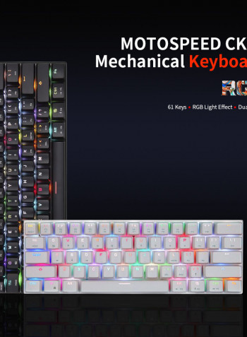 لوحة مفاتيح ميكانيكية CK62 بوضع مزدوج وإضاءة متعددة الألوان RGB مكونة من 61 مفتاحاً بمفاتيح OUTEMU  حمراء باللغة الإنجليزية أسود