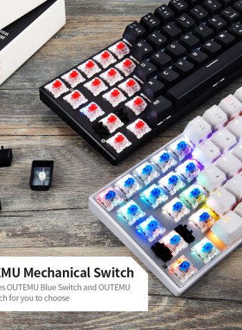 لوحة مفاتيح ميكانيكية CK62 بوضع مزدوج وإضاءة متعددة الألوان RGB مكونة من 61 مفتاحاً بمفاتيح OUTEMU  حمراء باللغة الإنجليزية أسود
