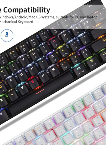 لوحة مفاتيح ميكانيكية CK62 بوضع مزدوج وإضاءة متعددة الألوان RGB مكونة من 61 مفتاحاً بمفاتيح OUTEMU  حمراء باللغة الإنجليزية أبيض
