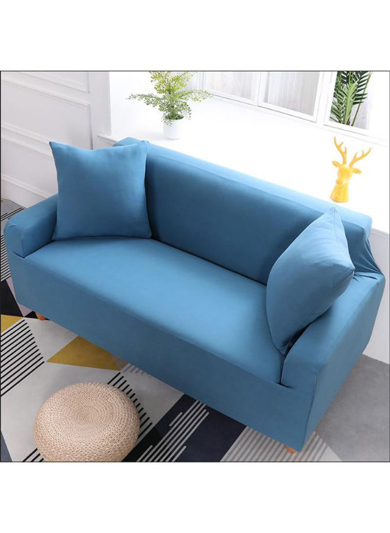 Stretch-Fit Sofa Couch Slipcover Lake Blue