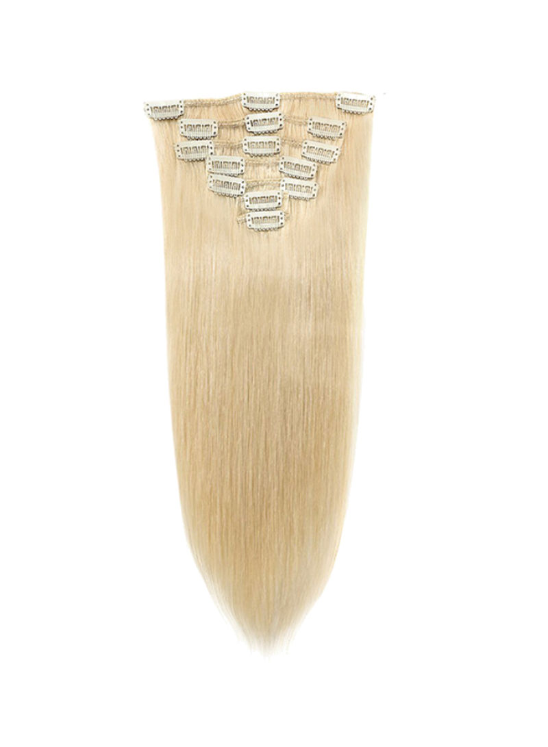 7-Piece Medium Straight Clip-in Human Hair Extension #613 Bleach Blonde 15inch