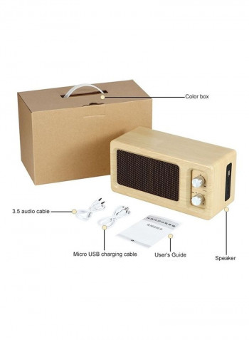 Portable Subwoofer Wooden Bluetooth 4.2 Speaker HPEDA00998501A Beige