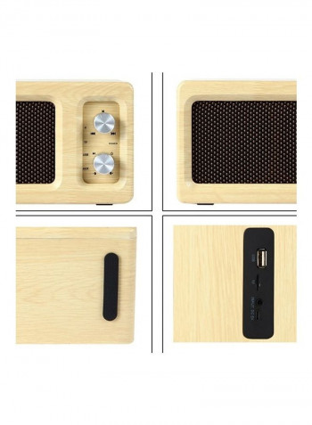 Portable Subwoofer Wooden Bluetooth 4.2 Speaker HPEDA00998501A Beige