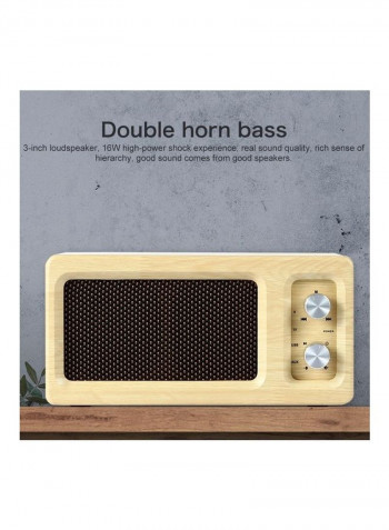 Portable Subwoofer Wooden Bluetooth 4.2 Speaker HPEDA00998501A Beige