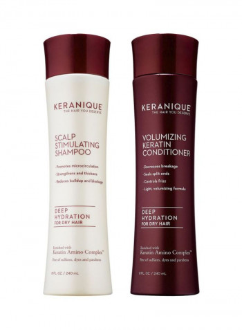 Volumizing Keratin Conditioner And Scalp Stimulating Shampoo Set 8ounce