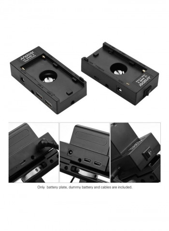 NP-F970 F750 Battery Plate Holder Adapter with Dual USB Interface Black