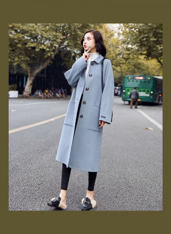 Solid Long Coat Blue