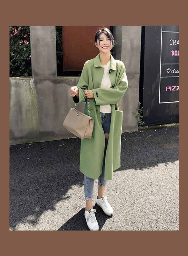Solid Long Coat Green