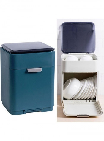 Multi-Layer Utensil Storage Drain Box Dark Blue 33x33x43cm