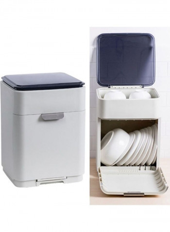 Multi-Layer Utensil Storage Drain Box Grey 33x33x43cm
