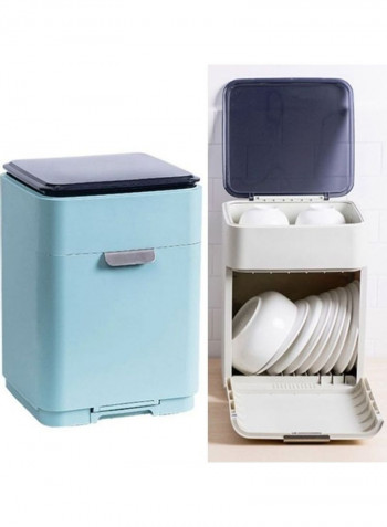 Multi-Layer Utensil Storage Drain Box Light Blue 33x33x43cm
