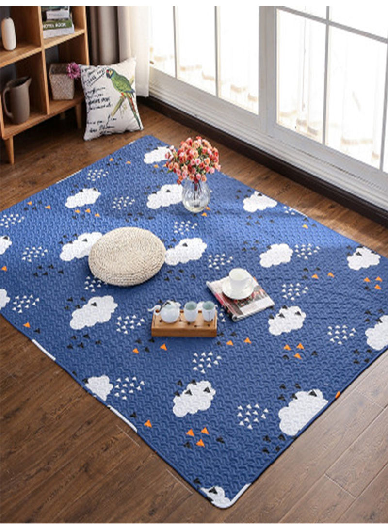 Geometric Pattern Living Room Soft Carpet Blue 110(W)x210(L)centimeter