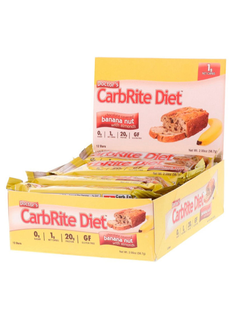 Pack Of 12 Carbrite Diet Chocolate Covered Banana Nut With Almonds Cookies