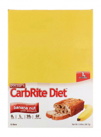Pack Of 12 Carbrite Diet Chocolate Covered Banana Nut With Almonds Cookies