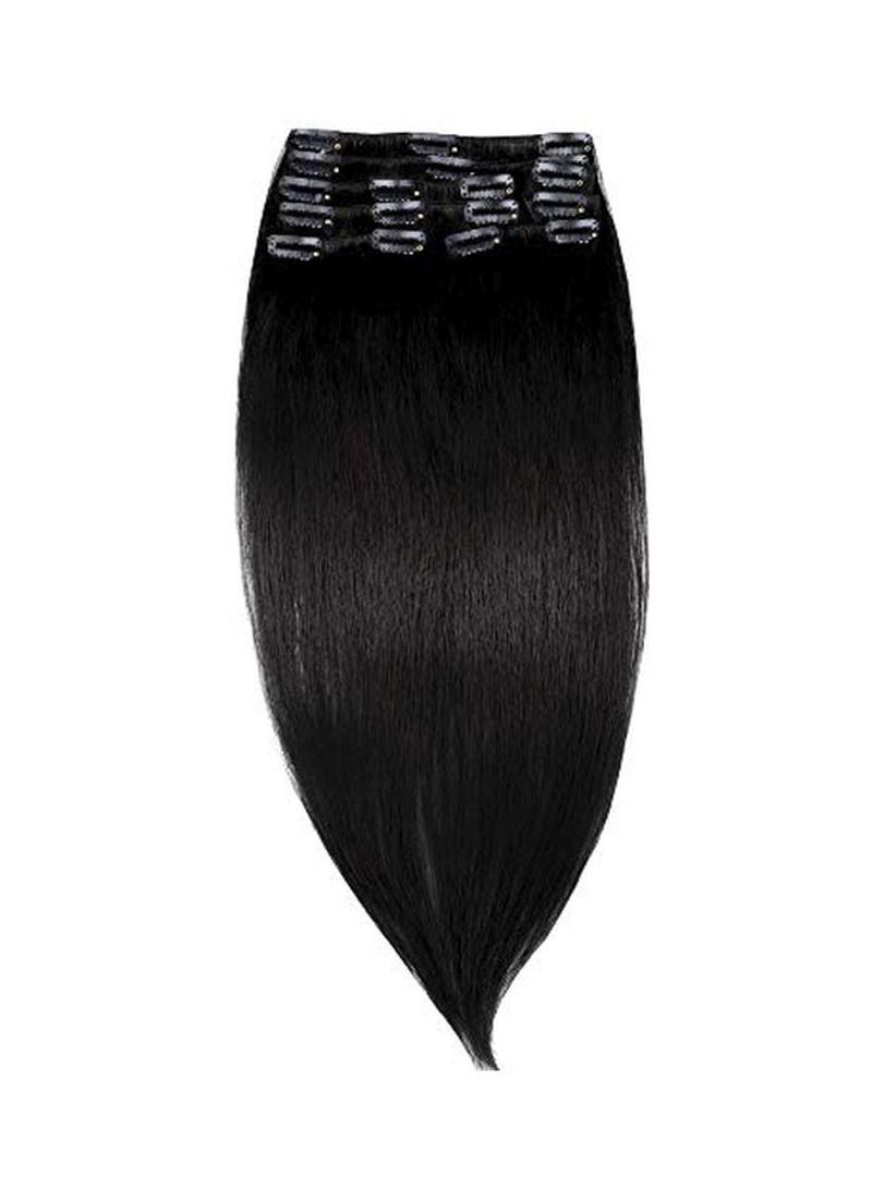 8-Piece Full Head Highlighted Human Hair Extension Black 16inch