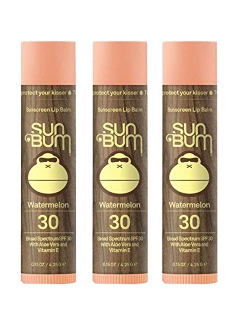 Pack Of 3 Sunscreen Lip Balms SPF 30 Watermelon 4.25g
