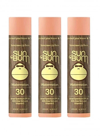 Pack Of 3 Sunscreen Lip Balms SPF 30 Watermelon 4.25g