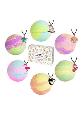 6-Piece Bath Bombs With Surprise Necklace Multicolour 5.5ounce