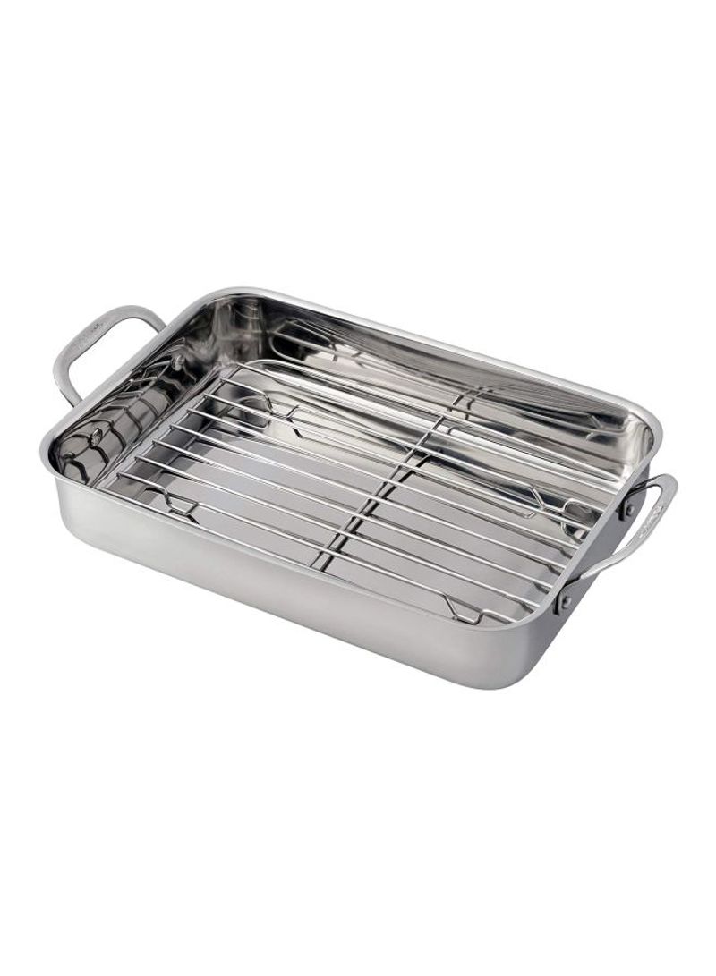 Lasagna Pan With Stainless Steel Roasting Rack Silver 14inch