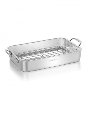 Lasagna Pan With Stainless Steel Roasting Rack Silver 14inch