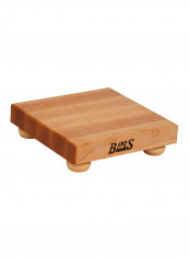Square Maple Wood Edge Grain Cutting Board With Feet Brown