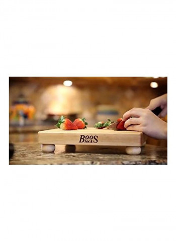 Square Maple Wood Edge Grain Cutting Board With Feet Brown