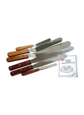 6-Piece Wood-Handled Cake Decorating Spatula Set Silver/Brown