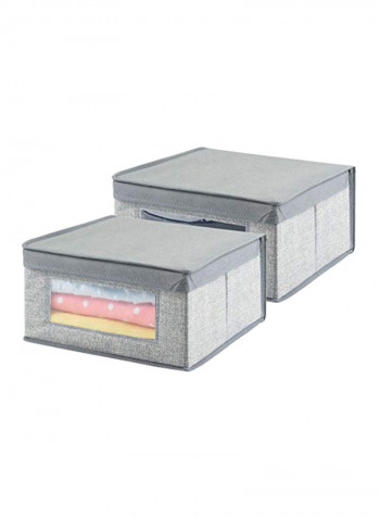 2-Piece Closet Storage Organizer Holder Box Grey