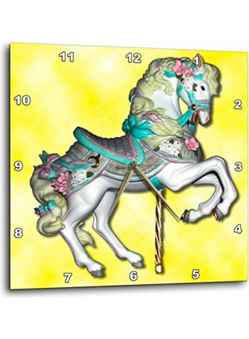 Carousel Horse In Yellow Wall Clock Yellow 10 X 10inch