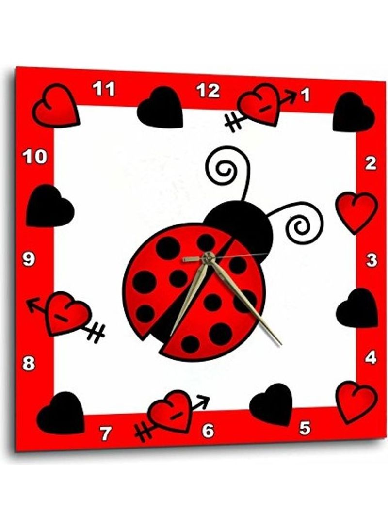 Love Bugs Printed Wall Clock Red 10x10inch