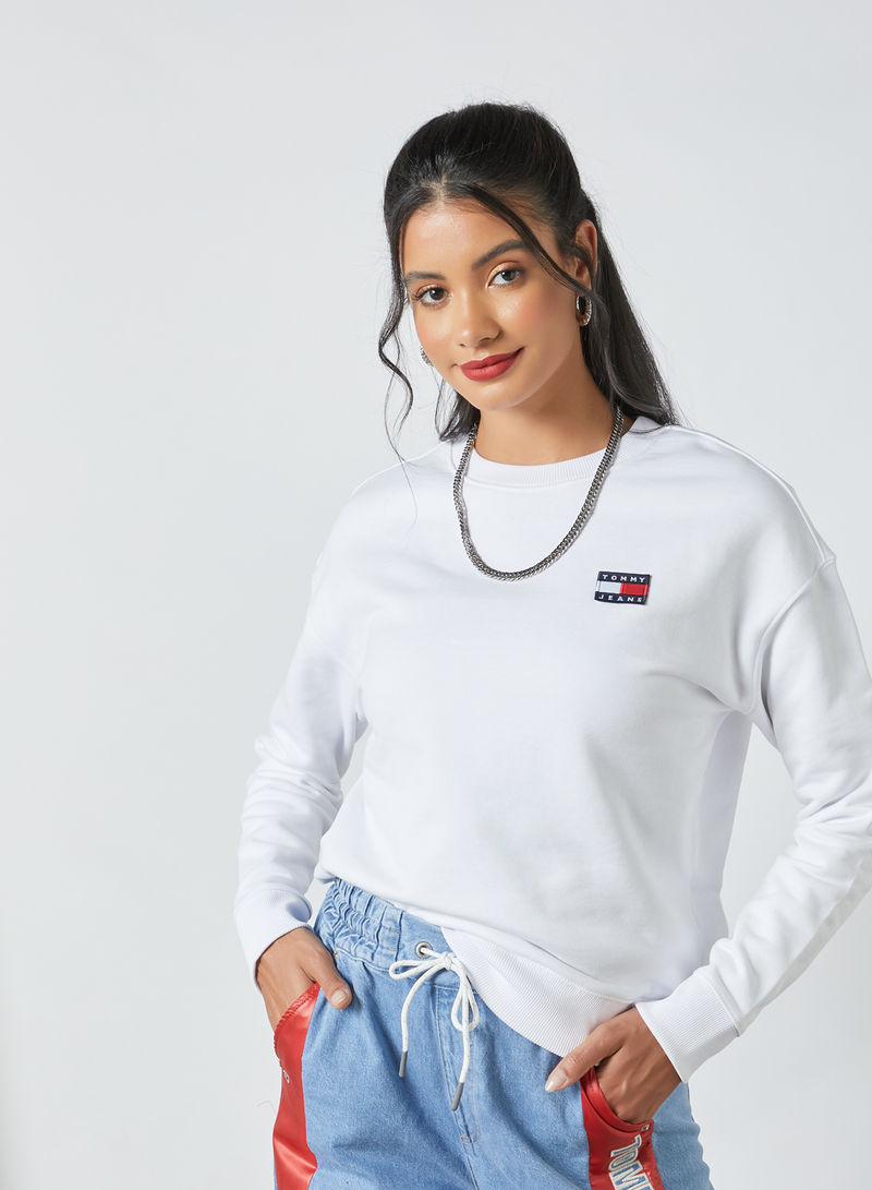 Logo Patch Relaxed Sweatshirt White