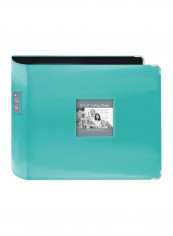 Sewn Leatherette 3-Ring Binder Photo Album Bright Blue 12x12inch