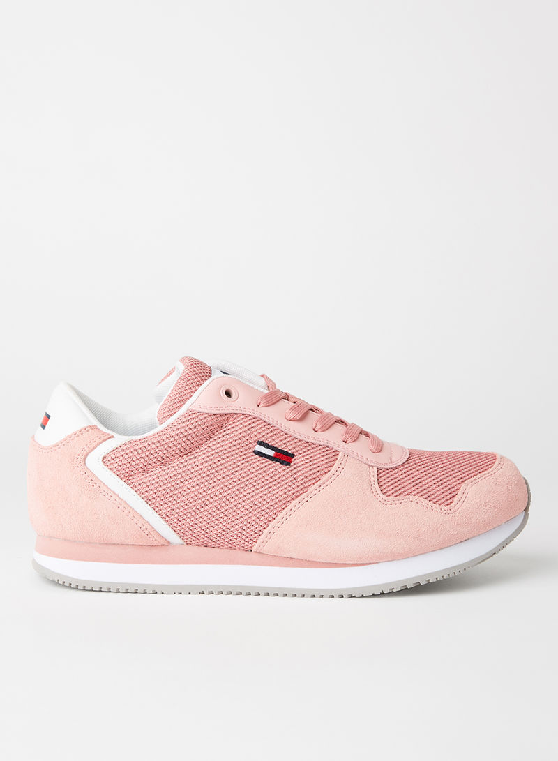 Suede Mesh Panel Sneakers Iced Rose